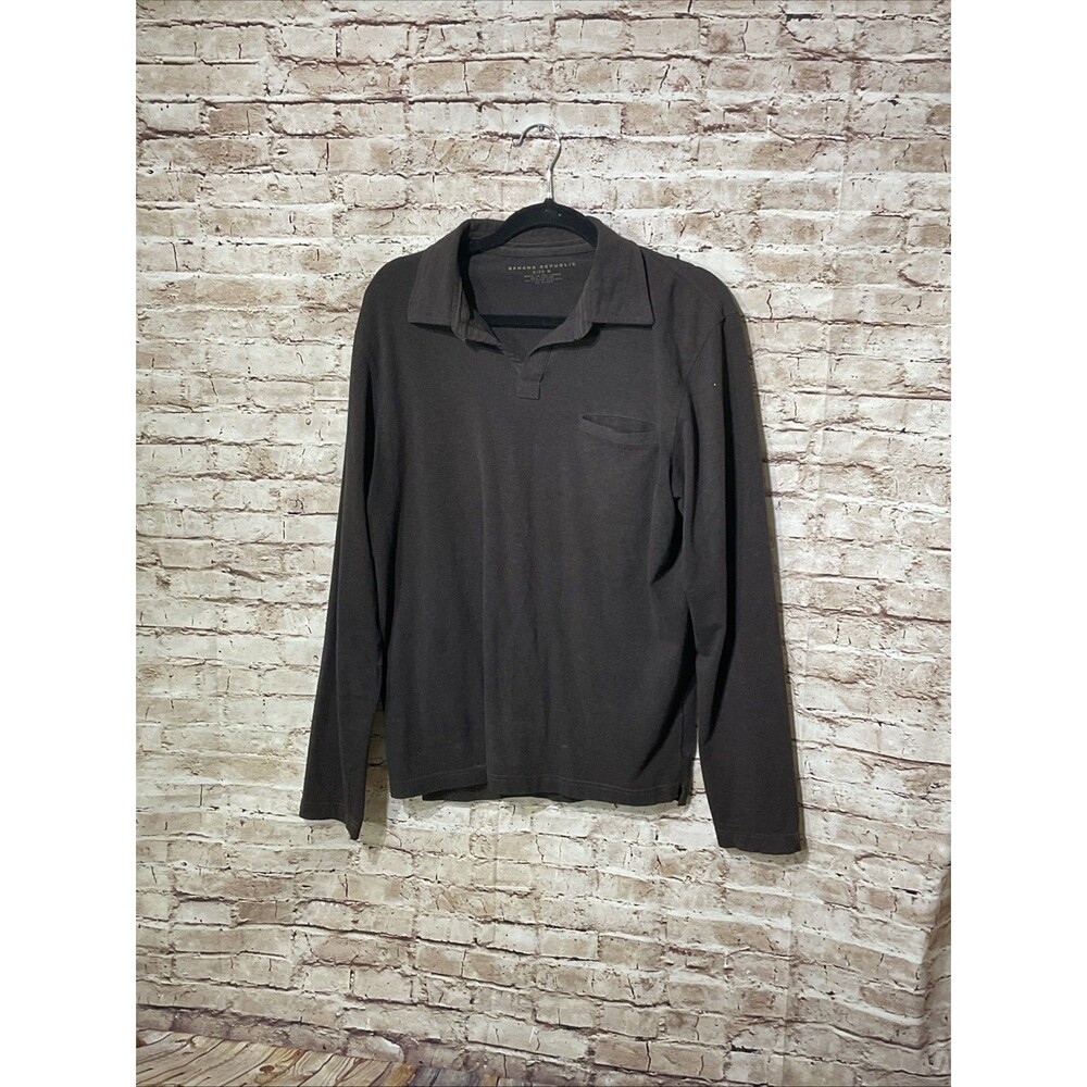 Banana Republic Men’s Pullover Size M  Brown Knit Cotton Lycra  Long Sleeves